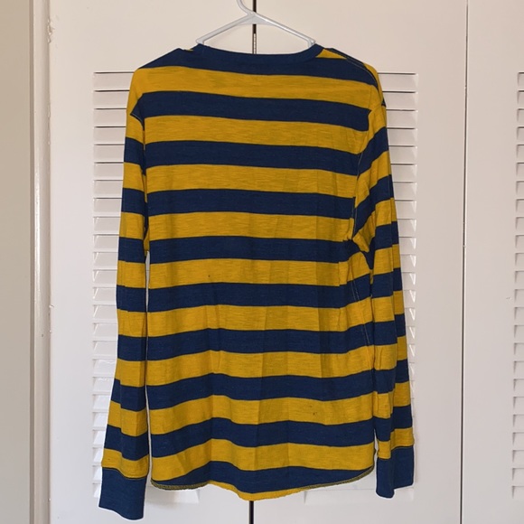 SOLD❌ AMERICAN EAGLE BLUE AND YELLOW STRIPED THERMAL LONG SLEEVE SHIRT - Picture 4 of 5